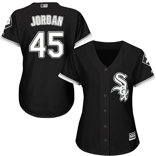 White Sox #45 Michael Jordan Black Alternate Women's Stitched MLB Jersey - Click Image to Close